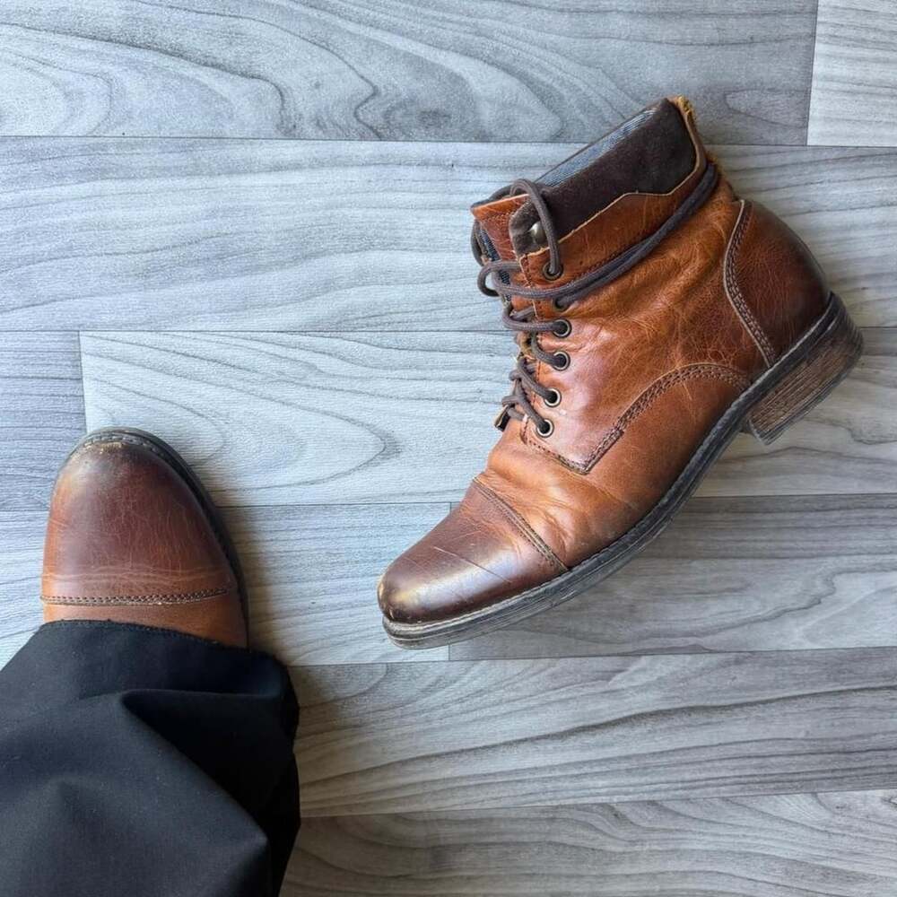 Aldo Brown Leather Lace Up Boots Mens 9